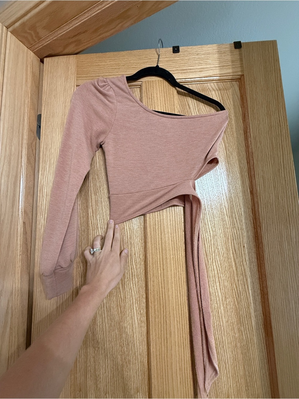 Women’s One-Shoulder Wrap Crop Top - Dusty Rose